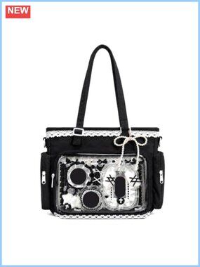 Ita Bag Y2K Lace Shoulder Bag with Transparent Display Window for Anime Pins